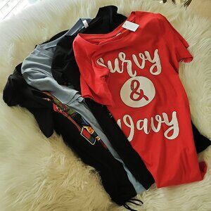 Graphic Tee's Black/Red/Light Blue Bundle SZ 1X/1XL
